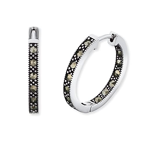 Engelsrufer Damen Creole Lisa aus Sterling Silber - besetzt mit 30 grauen...