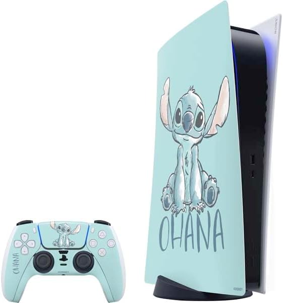 Skinit Decal Gaming Skin Compatible with PS5 Bundle - Officially Licensed Disney Lilo and Stitch Face Expression Pattern Design