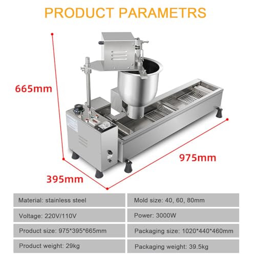 Donut Making Machine, Commercial Single Row Frying Maker with 3 Ring Molds, 7L Hopper, Large Capacity, Ideal for Bakery and Food Carts - Image 3