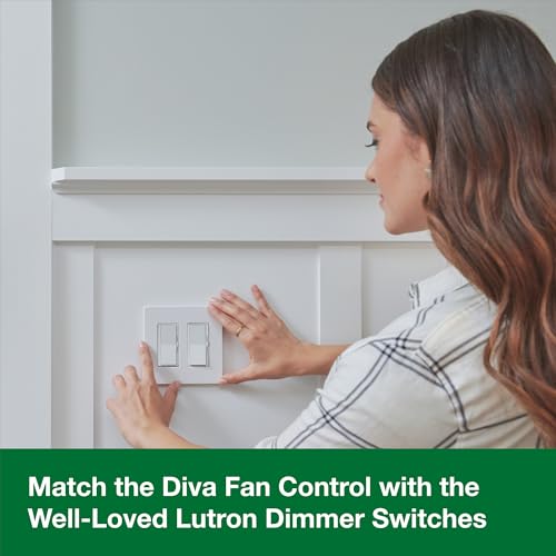 Ajuste de ventilador Lutron Diva silencioso de 3 velocidades para circuitos de 3 vías 6