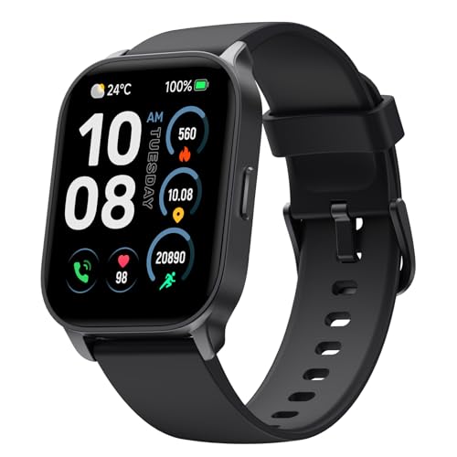 TOOBUR Reloj Inteligente Mujer Hombre, Smartwatch Alexa Incorporada IP68 Sumergible con Llamada/Seguimiento del Frecuencia Cardíaca/Sueño/100 Deportes Compatible Android iOS, Negro Medianoche
