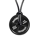 Brigada Sales Gym Gifts for Men and Women: Black 45 lb Plate Necklace, Adjustable Cotton Rope Cord, Motivational Gym Rat Gifts for Women, Stylish 1.5in Diameter Motivation
