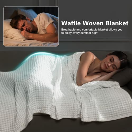 Aganear Cooling Blanket King Size,Waffle Weave 90x108 Inches, White by Aganear - Used condition - Image 3