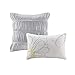 Intelligent Design Waterfall Comforter Reversible Solid Lush Ruffled Stripe Shabby Chic Ultra Soft Microfiber Down Alternative Pleated Decor Pillow Bedding Set, Twin/Twin XL, Grey, 4 Piece