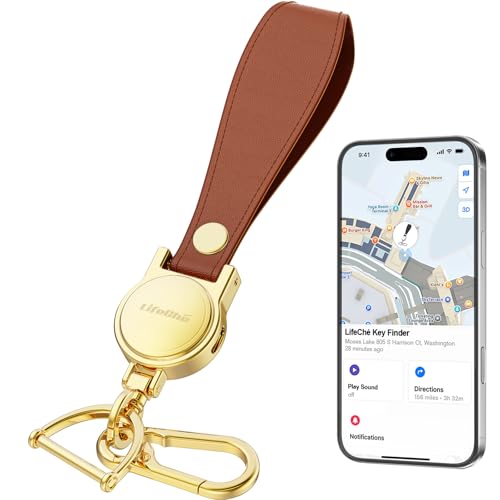 Image of Keychain, Works with Apple Find My, Leather Car Keychain Key Holder Key Chain with Anti-Lost Keys Finder Tracker