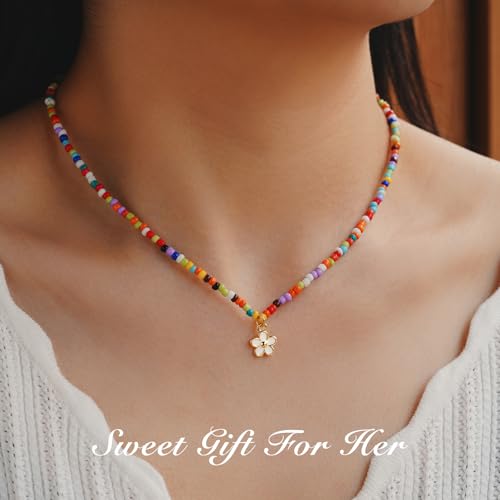 Colorful Beaded Daisy Necklace for Girls – Cute Charm Jewelry Gift for Daughter, Granddaughter, Niece – Perfect for Birthday, Christmas, or Everyday Wear2