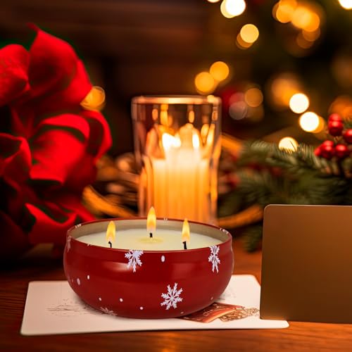 5ピース - クリスマスの香り付きキャンドルギフトセット、ホーム香り付きキャンドル、クリスマスギフト、クリスマスパーティーキャンドル(クリスマスキャンドルギフトセット - 1x5オンス、4x0.5オンス)。 [4]