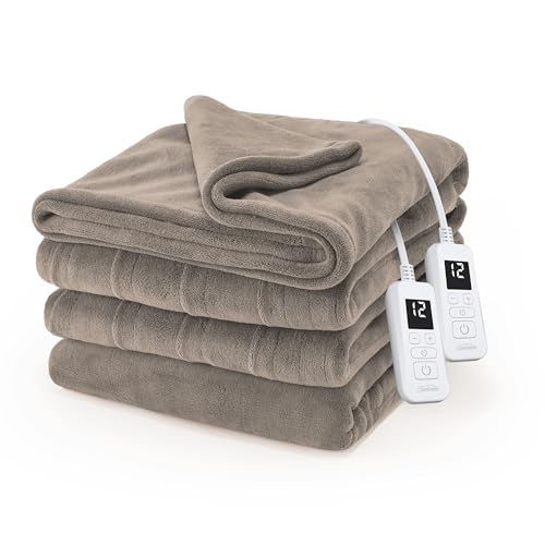 Sunbeam Electric Royal Luxe Microplush Heated Blanket, 12 Heat Settings, 12-Hour Auto Shut-Off, Fast...