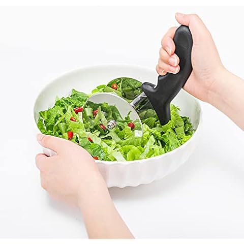 Double-Wheel Salad Chopper Cutter Roller Double Blade Salad Cutter Slice-Stainless Steel Salad Cutter Chef-Level Sandwich Salad Shredder Pizza Cutter Cover