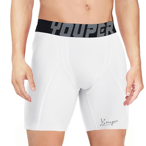 Youper Youth Boys Compression Sliding Shorts with Soft Protective Cup for Baseball Football Hockey (2-Pack)2