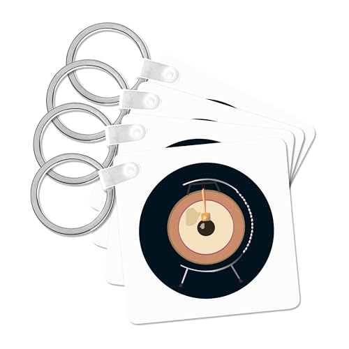 3dRose, tam tam gong on stand dark around, set of 4 Key Chains