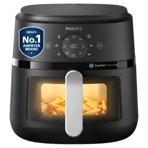 PHILIPS Air Fryer NA231/00 with touch panel, 6.2 Litre, Extra Lar...