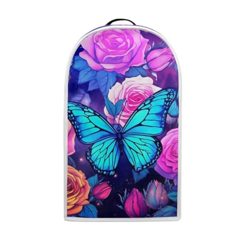 Image of Rose Butterfly Kitchen Blender Dust Cover Anti Fingerprint Polyester Food Processor Cover with Top Handle for Kitchen Counter Machine Washable