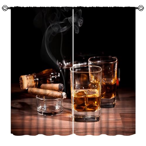 Rustic Whiskey Blackout Curtains, 42"W x 45"L