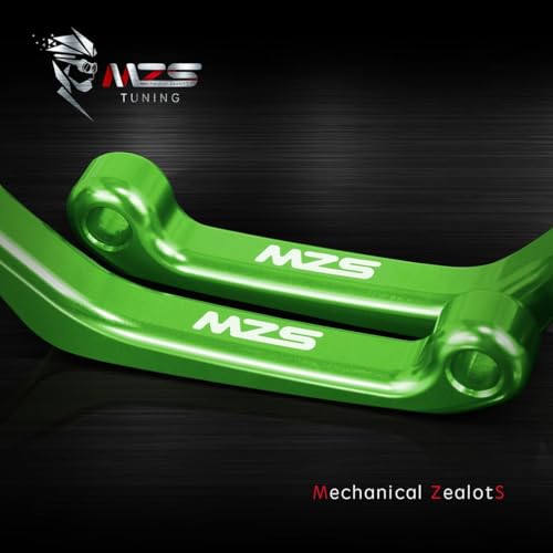 Image of MZS Dirt Bike Brake Clutch Levers, Pivot Adjustable Motorcycle Lever CNC Green Compatible with KLX450R KLR 450R 2008-2015 / WR250F 2005-2016 / WR450F 2005-2015