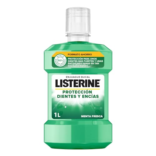 Listerine Protección Dientes y Encías (1 x 1L), enjuague bucal con flúor, colutorio bucal con 24 horas de protección, elixir bucal para un aliento fresco duradero
