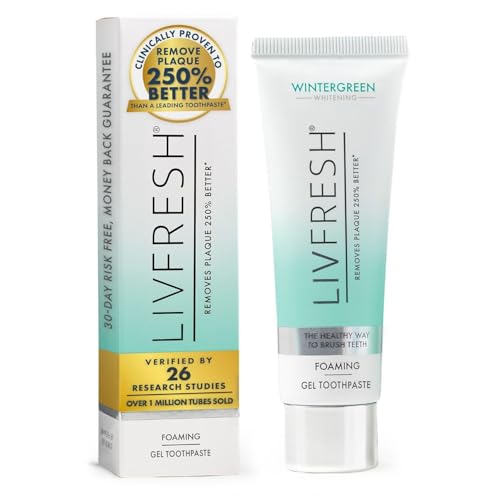 livfresh toothpaste gel clinically proven to remove plaque 250 better improves gum health 190 better prevents amp reduces tartar freshens breath sls free dental gel wintergreen