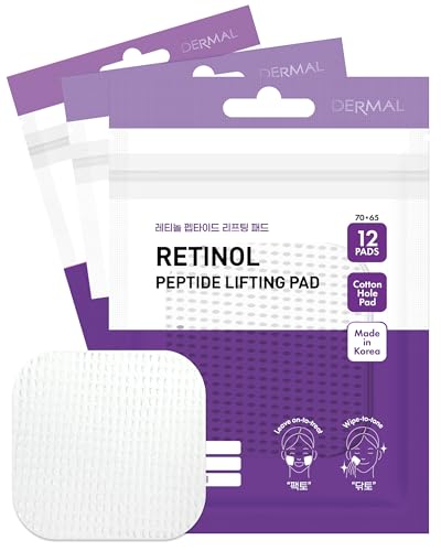 DERMAL Collagen Moistfull Toner Pad - Korean Toner Pad for Elasticity & Wrinkle Improvement with Peptides - Travel Kit 12 Pads, 3 Pack (Total 36 Pads)