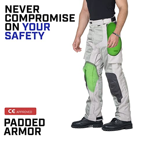 WICKED STOCK Mesh Motorcycle Pants - Motocross Pants with Armor - CE LEVEL2 - Dirt Bike Grey Black