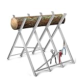 PBOHUZ のこぎりの馬、ソーホース 折りたたみ のこぎりの馬の丸太グログスタンド薪サポートベンチ 8鋸歯状 耐荷重150kg ショップ のこぎりの馬【シルバー】