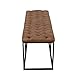 HomePop Faux Leather Button Tufted Decorative Bench with Metal Base, Brown