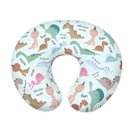 PJHEQOXE Cartoon Dinosaurs Nursing Pillow Cover for Newborn Mothers,Dual-Sided Nursing Pillow Slipcover Specifically Designed for Original Breastfeeding Support Pillow,Light Blue (Cover Only)