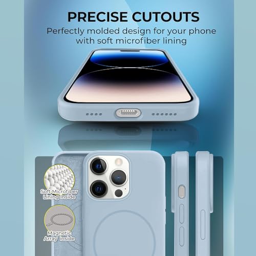 Image of iPhone 14 pro Silicone Magsafe Case | Shock Proof Design & Camera Protection | Premium Rubberised Apple iPhone 14 pro Cover (Microfiber Lining) | Magnetic Liquid Silicone - Sky Blue