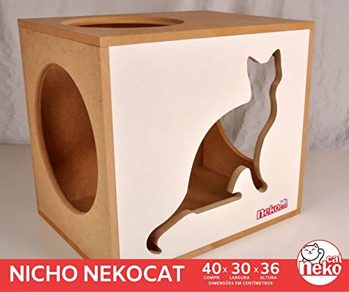 Kit 02 Nichos Gatos Almofada + Ponte + 04 Prateleiras c/Carpete - Frente Branca - I Love My Cat + Si