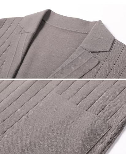 chouyatou Men's Notched Lapel Business Casual Knit Blazer Sweater Cardigan Jacket Sport Coat3