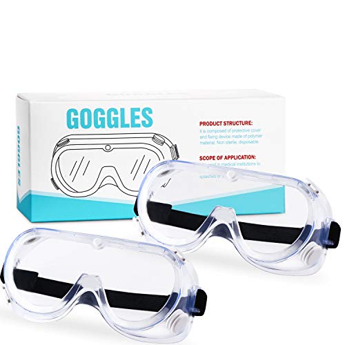 PORPEE Safety Goggles, Protective Safety Glasses with Clear Anti-Fog Lens, Anti-sputtering, Adjustable Strap, Perfect for Construction, Shooting, Lab Work