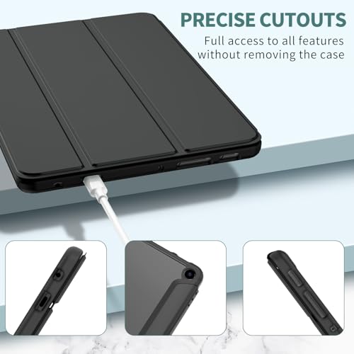 Image of Sanyetral Shockproof Trifold Stand Tablet Case with Auto Wake /Sleep Function, Incompatible with Nokia Remarkable TCL -Black