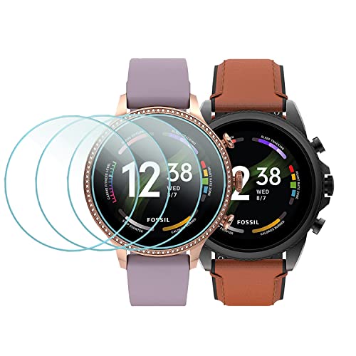 (4 Pack) GGOOIG Designed for Fossil Men s Gen 6 44mm  for Fossil Women s Gen 6 42mm Tempered Glass Screen Protector for Fossil Gen 6 Smartwatch Anti Scratch Bubble Free [2.5D 9H Hardness]