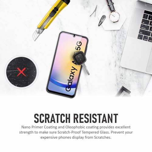 Image of SupCares Tempered Glass for Samsung Galaxy A25 and Galaxy A24 (6.5 Inch) With Installation Kit | Military-Grade Gorilla Screen Protector | Edge to Edge Coverage | Black