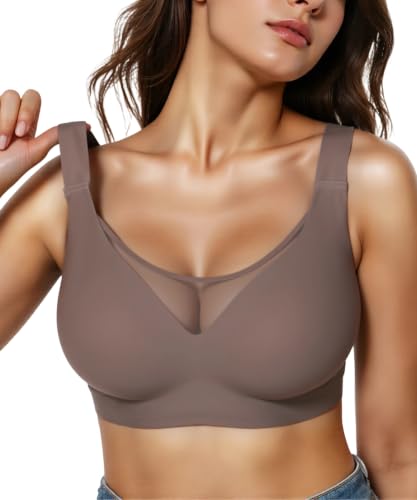 Image of Wireless Bras for Women (34C-42DD), Extremely Comfortable Seamless Bra Mesh Bralettes Adjustable Straps Everyday Bra