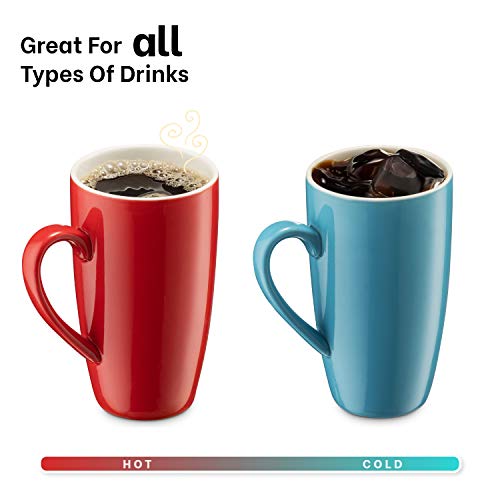 Mitbak 6-Pack Ceramic Coffee Mug Set With Lids (16-Ounce) | Large Colored Tumbler Mugs Great For Taking Your Coffee & Tea To-Go | Large Insulated Mug Set Excellent Choice For Camping, Travel & Office #TOP2