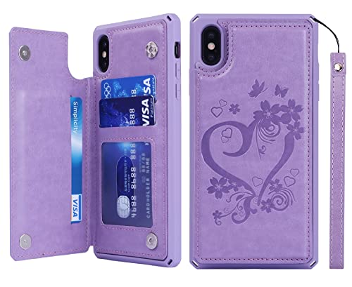 Étui portefeuille iPhone X/XS à motif cœur pour simplifier vos sorties