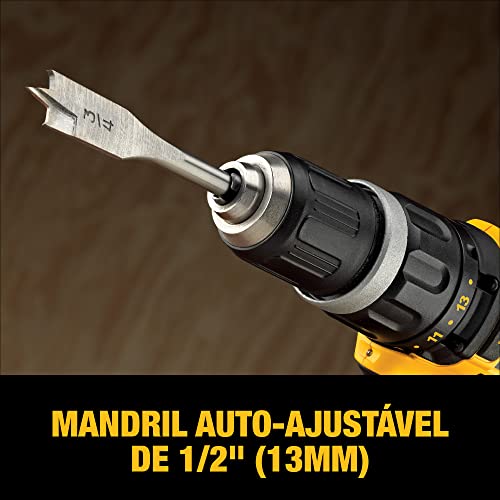 DEWALT Parafusadeira e Furadeira de Impacto de 1/2 Pol. (13mm) 20V MAX* Ion-Litio 2.000 RPM com 2 Ba