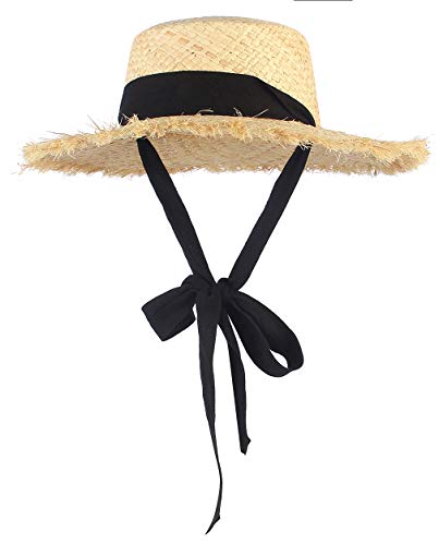 Chapeau de paille femme Panama anti-UV capeline été voyage large bord 58cm