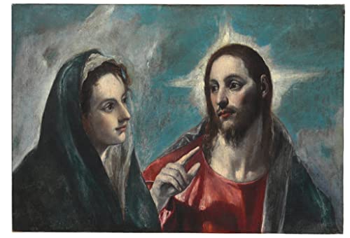 Toile El Greco Le Christ prenant congé de sa mère pour raviver un mur blanc triste