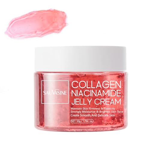 Collagen Jelly Cream For Face Skin Care Niacinamide &Freeze-Dried Hydrolyzed Collagen Anti-Aging Face Moisturizer Cream,Moisturizes& Firmness & Elasticity & Evens Skin Tone-50g