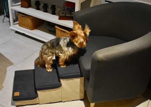 Escalier pour chien et chat pliable en mousse grise à 3 marches - 2