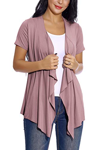 Womens Short Sleeve Open Drape Front Cardigan for Women Irregular Hem Summer Vest3