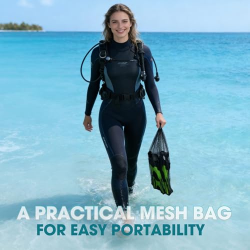 Hikeen Adjustable Snorkel Fins,Short Snorkeling Fins for Adults Men Women Open Heel Swimming Fins, Lightweight Swim Flippers with Mesh Bags-Size-L/XL - Thumbnail 5
