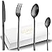 COPOTI Cubertería Negra Mate 6 Personas, 24 Piezas Acero Inoxidable Opaco Negro Cuchillo Tenedor Cuchara Juego de Cubertería De.