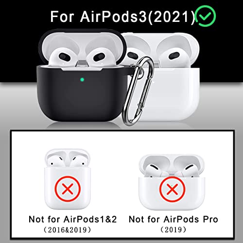 14 In 1 For Airpods 3 Generation Case Accessories Set Kit Silicone For Airpods 3 Case Cover 2021, Protective Case For Airpod Gen 3 3Rd Charging Case W/Ear Cover/Clean Putty/Carry Box/Strap Black #TOP1