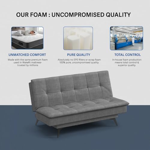 Image of Wakefit Flexia Sofa Cum Bed | 3 Yr Warranty | Convertible 3 Seater, Lightweight, Space Saving Design, Perfect for Home, Living Room | Double Bed | Sofa, Lounger & Bed in One | Warpknit Grey