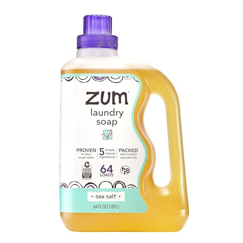 Indigo Wild Zum Clean Laundry Soap - Plant-Based Liquid Laundry Soap - Contains Baking Soda, Essential Oils & Saponified Coconut Oil - Sea Salt Scent - 64 fl oz