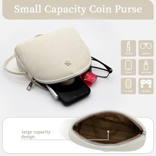 White Crossbody Bags For Women, Adjustable Strap PU Leather Shoulder Bag, Velvet Exterior, Travel Purses Anti Theft Crossbody, Designer Cell Phone Bag Wallet Purses2