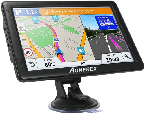 Aonerex GPS Navigation for car, 9-inch Car GPS High-Definition Touch Screen 8GB 256MB Satellite Navigation,2022 Upgrade with Lifetime Map, Voice Turn Instructions