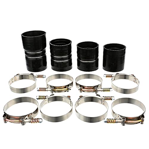 Heavy Duty Silicone Intercooler Boot and Clamp Kit Compatible with 2008 2009 2010 Ford 6.4 Powerstroke F250 F350 Intercooler Boot Kit Diesel Resistance to Heat, Pressure, Fuel, and Oil (black)